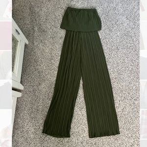 Olive green strapless jumpsuit